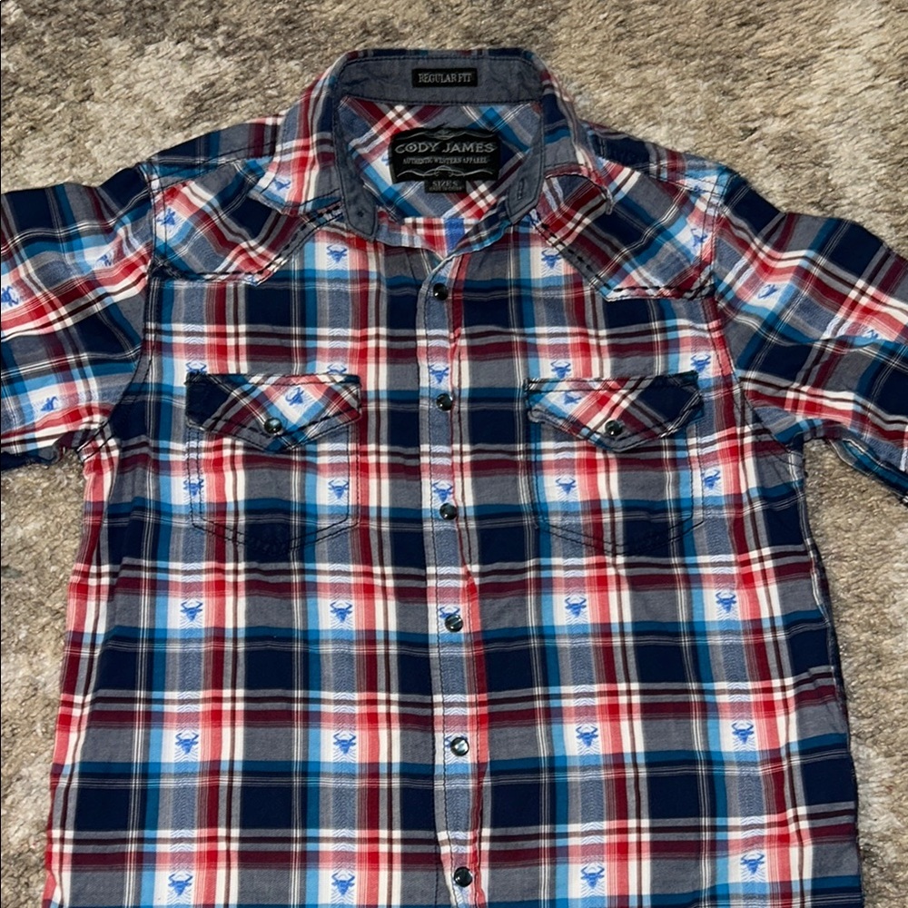 Classic Red and Blue Plaid Button Down Shirt